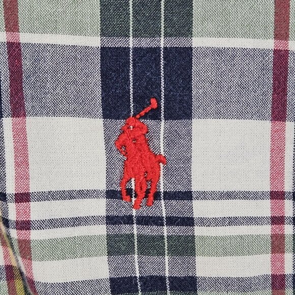 Ralph Lauren Button-Down Shirt Green Blue Paid Classic Fit Men's Size XLT Tall - Picture 2 of 10